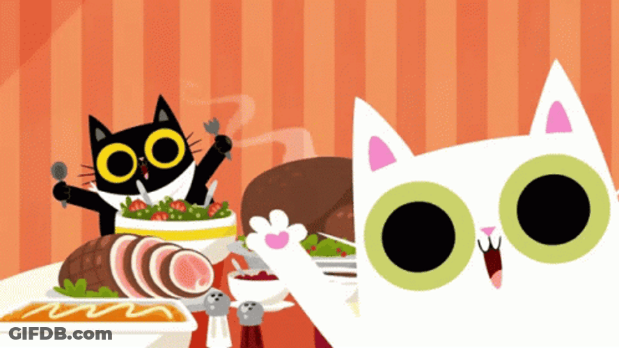 Thanksgiving Cat Black And White Cats Celebrating GIF