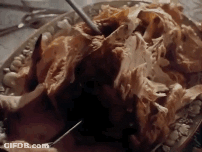 Thanksgiving Dinner Home For Holidays Chicken Accidentally Flung GIF