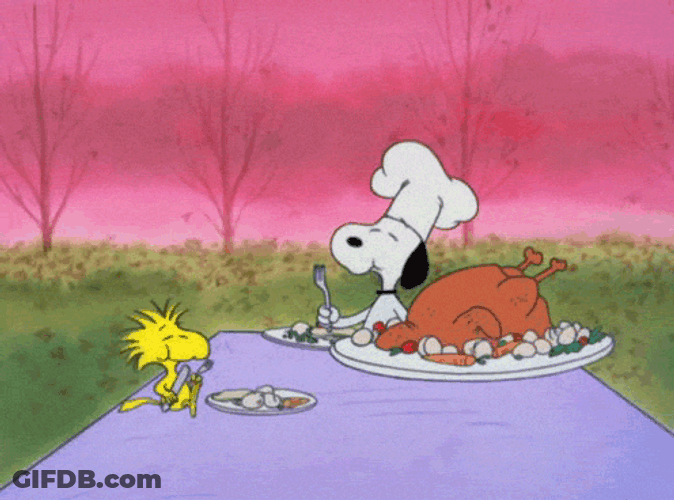 Thanksgiving Dinner Snoopy And Woodstock GIF