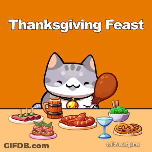Thanksgiving Funny Cat Feast GIF