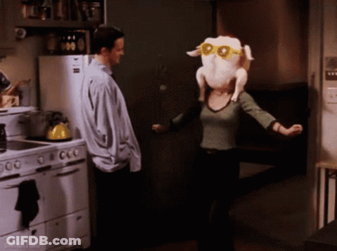 Thanksgiving Funny Monica Turkey Head GIF