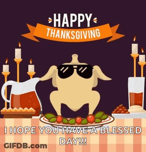 Thanksgiving Turkey Wearing Sunglasses Saying Blessed Day GIF