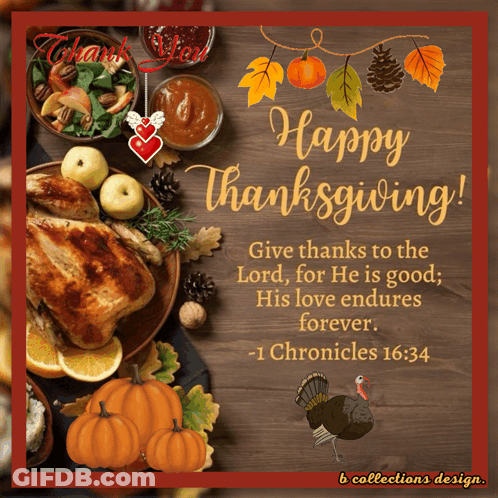 Thanksgiving Turkey With 1 Chronicles 16:34 GIF