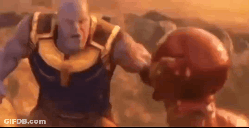 Thanos And Iron Man Fighting In Avengers Infinity War GIF