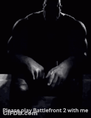 Thanos Black And White Photo Saying Please Play Battlefront 2 With Me GIF