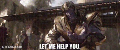Thanos From Avengers : Age Of Ultron Is Giving A Thumbs Up And Saying `` Let Me Help You '' . GIF