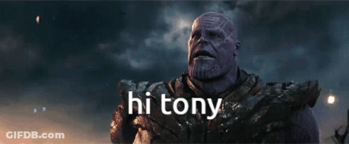 Thanos From Avengers Endgame Says Hi Tony In Front Of A Cloudy Sky GIF
