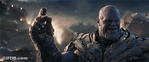 Thanos From The Movie Avengers Endgame Is Smiling And Giving A High Five GIF