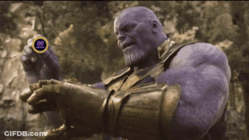 Thanos Holding Coin With EE GIF