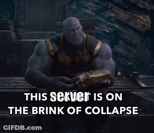 Thanos Holding Glove This Server Is On The Brink Of Collapse GIF