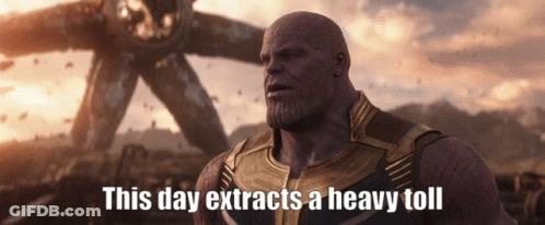 Thanos Says This Day Extracts A Heavy Toll In Front Of A Monster GIF