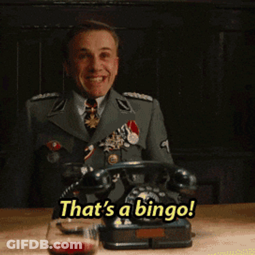 That's A Bingo Inglourious Basterds Hans Landa GIF