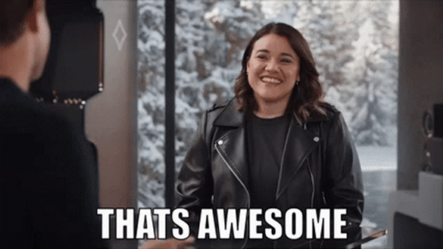 That's Awesome Black Leather Jacket Happy Girl GIF