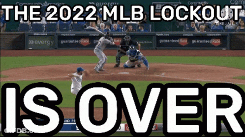 The 2022 MLB Lockout Is Over With A Baseball Game Going On In The Background GIF