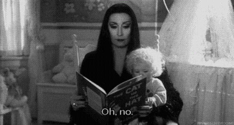 The Addams Family Morticia Reading Book GIF
