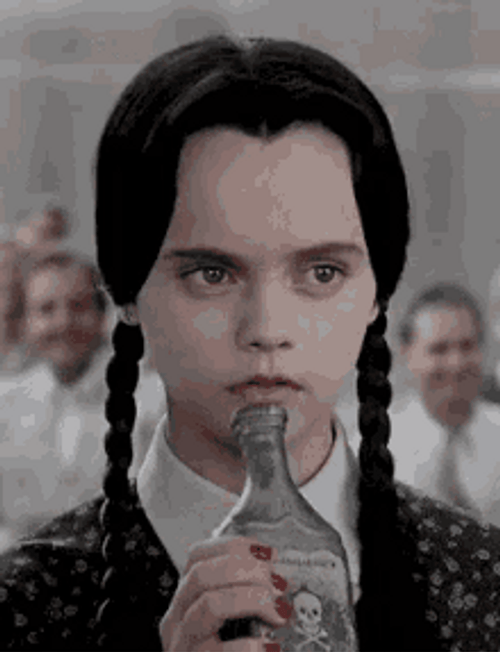 The Addams Family Wednesday Drinking Alcohol GIF