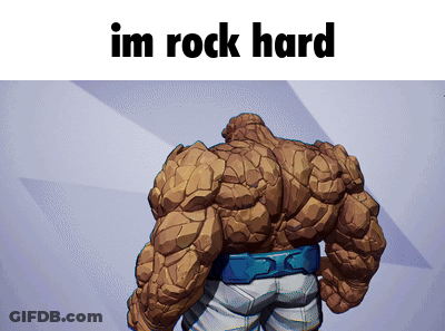 The Back Of A Cartoon Character With The Words Im Rock Hard Above Him GIF