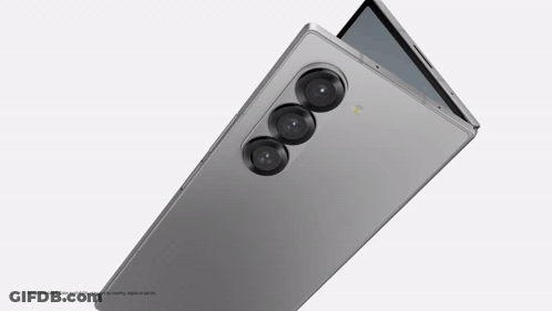 The Back Of A Galaxy Z Fold6 Phone With Three Cameras GIF