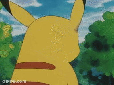 The Back Of A Pikachu Is Shown In A Cartoon GIF
