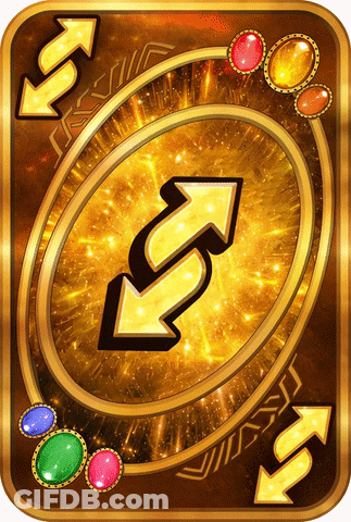 The Back Of A Playing Card With Arrows And Gems On It GIF