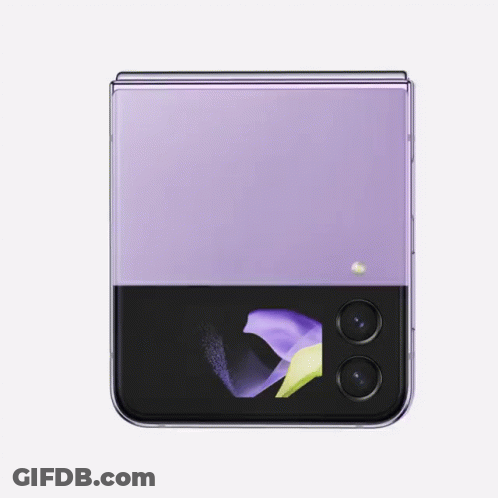 The Back Of A Purple Samsung Phone With A Flower On The Screen GIF