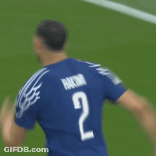 The Back Of A Soccer Player 'S Jersey Says Hakimi And Has The Number 2 On It GIF