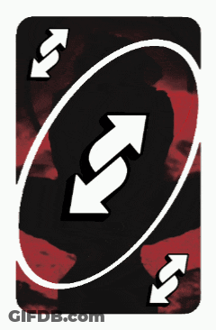 The Back Of A Uno Card With Two Arrows Pointing To The Bottom GIF