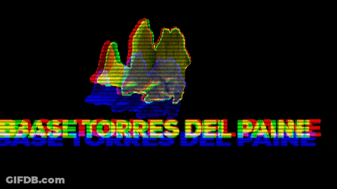 The Base Torres Del Paine Logo Is Displayed In A Rainbow Of Colors GIF
