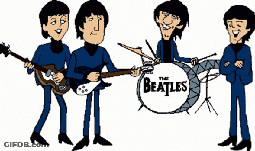 The Beatles Band Playing Instruments Animation GIF