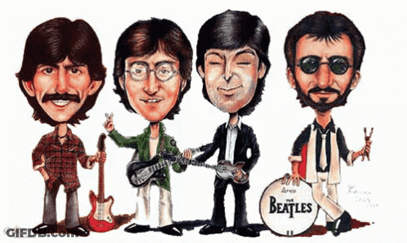 The Beatles Moving Animated Sketch GIF