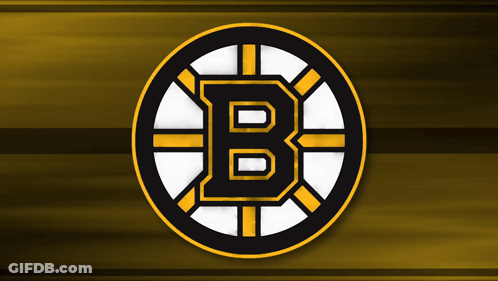 The Boston Bruins Logo Is Shown On A Yellow Background GIF