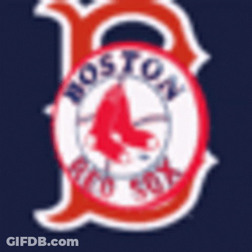 The Boston Red Sox Logo Is Red White And Blue On A Dark Blue Background GIF