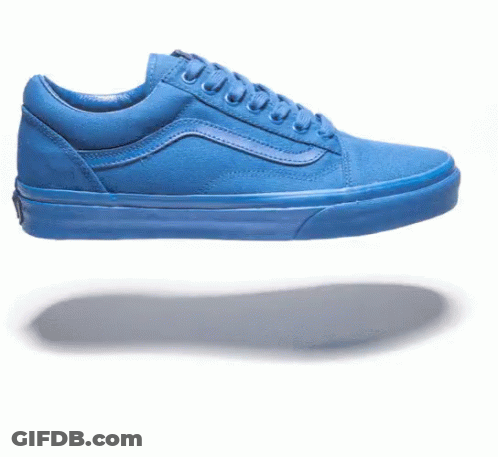 The Bottom Of A Blue Vans Shoe Is Shown GIF