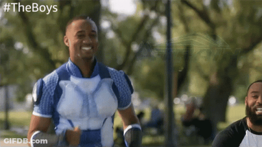 The Boys A Train Laughing While Running GIF