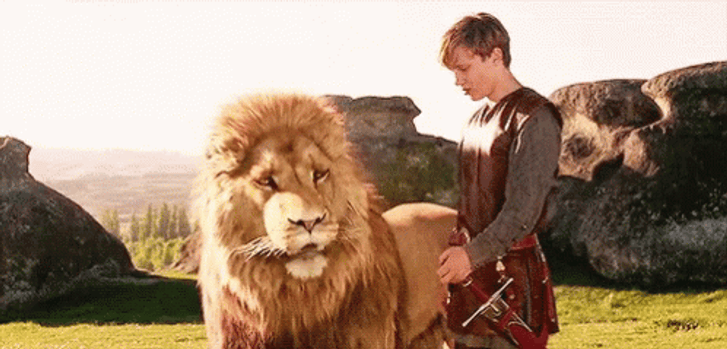 The Chronicles Of Narnia Aslan And Peter Talking GIF