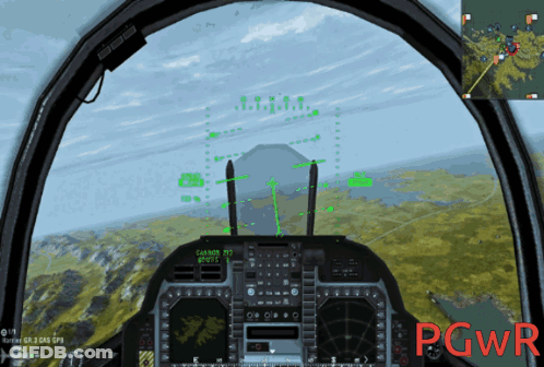 The Cockpit Of A Fighter Jet Is Shown With The Words Pg Wr Below It GIF