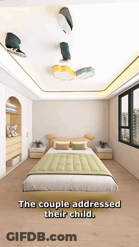 The Couple Addressed Their Child In A Bedroom GIF