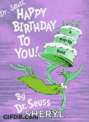 The Cover Of A Book By Dr. Seuss Titled Happy Birthday To You GIF