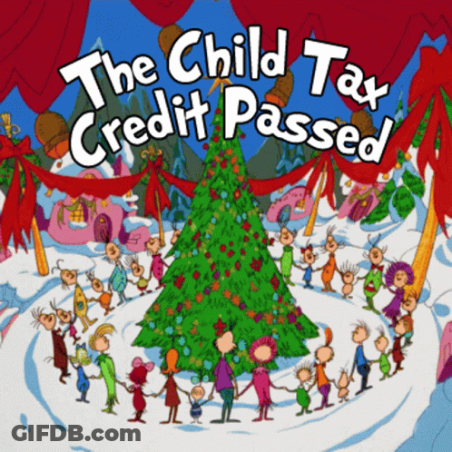 The Cover Of The Book The Child Tax Credit Passed Features A Christmas Tree GIF