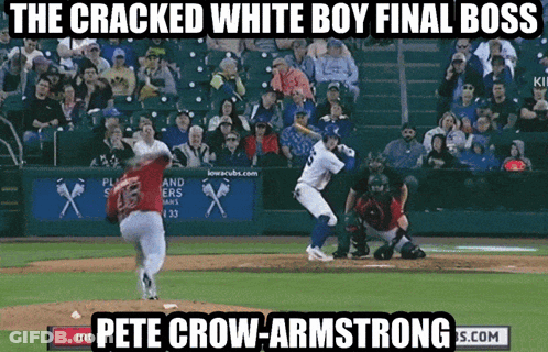 The Cracked White Boy Final Boss Pete Crow Armstrong Is Shown GIF