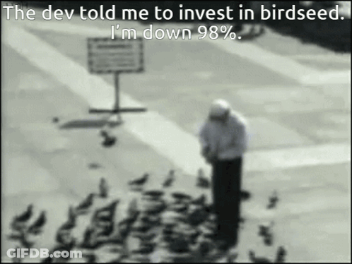 The Dev Told Me To Invest In Bird Seed I 'M Down 98% .. GIF