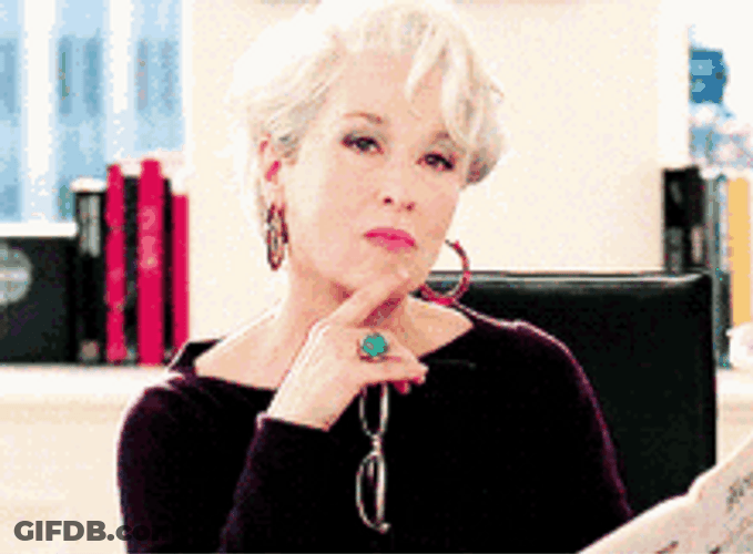 The Devil Wears Prada Meryl Streep Thinking GIF