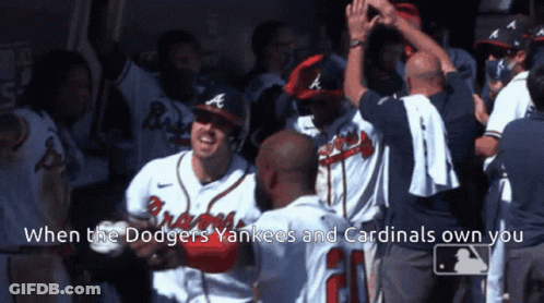 The Dodgers Yankees And Cardinals Are Celebrating Their Win GIF