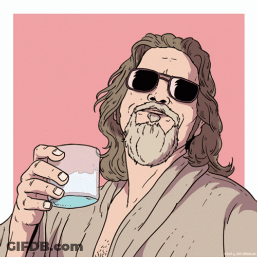 The Dude Drinking With Sunglasses Artwork GIF