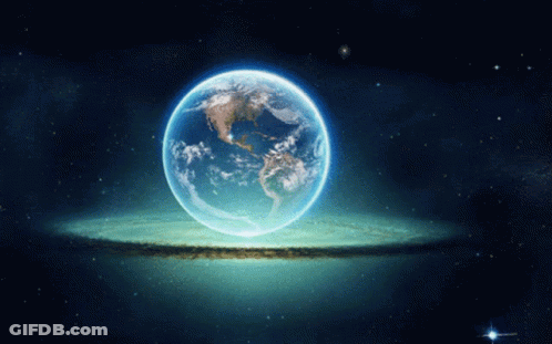 The Earth Is Surrounded By A Blue Ring In Space GIF