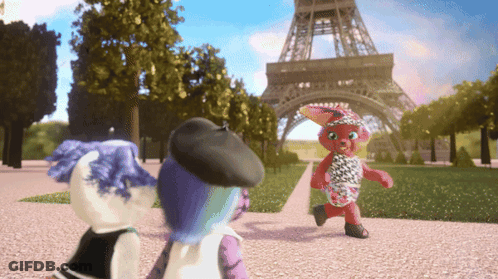 The Eiffel Tower Is Visible In The Background Of This Animation GIF