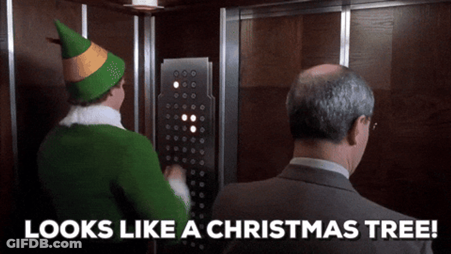 The Elf Buddy Hobbs Pushing Elevator Buttons GIF
