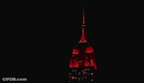 Empire State Building Lit Up In Red Lights GIF