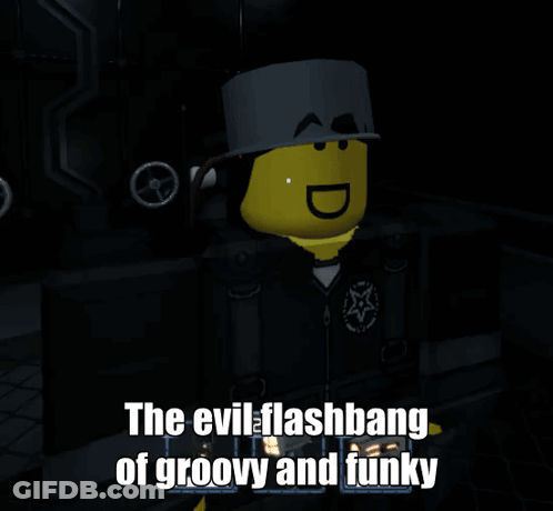 The Evil Flashbang Of Groovy And Funky Is Written On A Cartoon Character GIF
