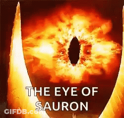 The Eye Of Sauron From The Lord Of The Rings Is Glowing In The Dark . GIF